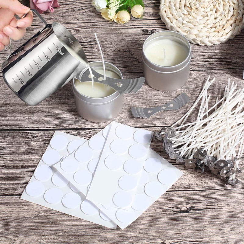 DINGPAI Candle Making Kit, DIY Candles Craft Tools,1pc Candle Make Pouring Pot,50pcs Candle Wicks, 50pcs Candle Wicks Sticker and 2pcs 3-Hole Candle Wicks Holder - Image 5